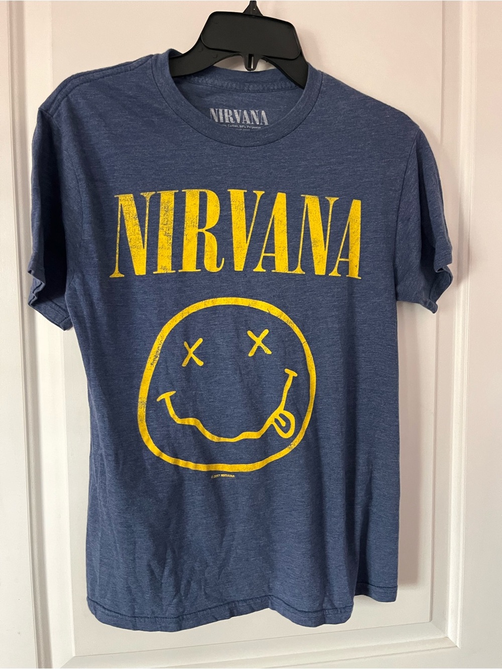 NIRVANA Heather Blue Logo Tee with White Print
